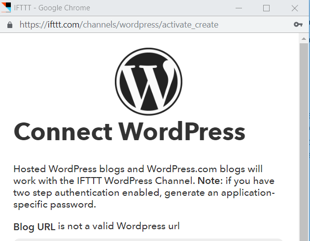 Blog URL is not a valid WordPress URL